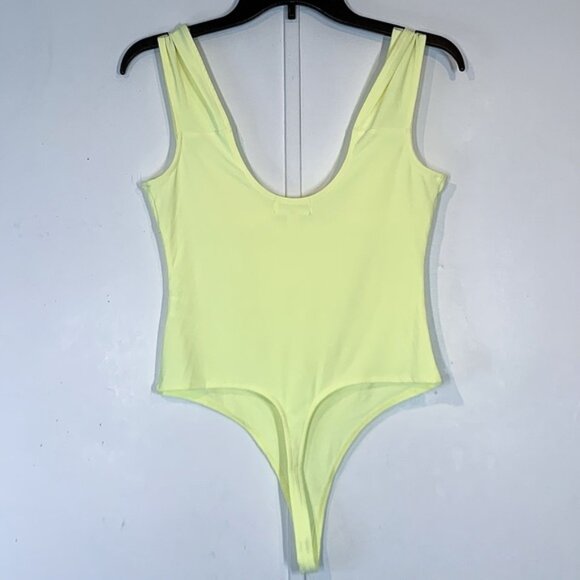 OPEN EDIT  Shirred Cap Sleeve Bodysuit in Yellow Lemonade - Picture 5 of 8